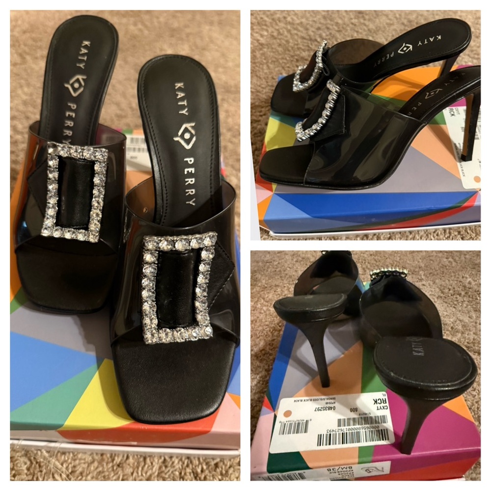 Katy Perry Collections Black Heels with Silver Accents